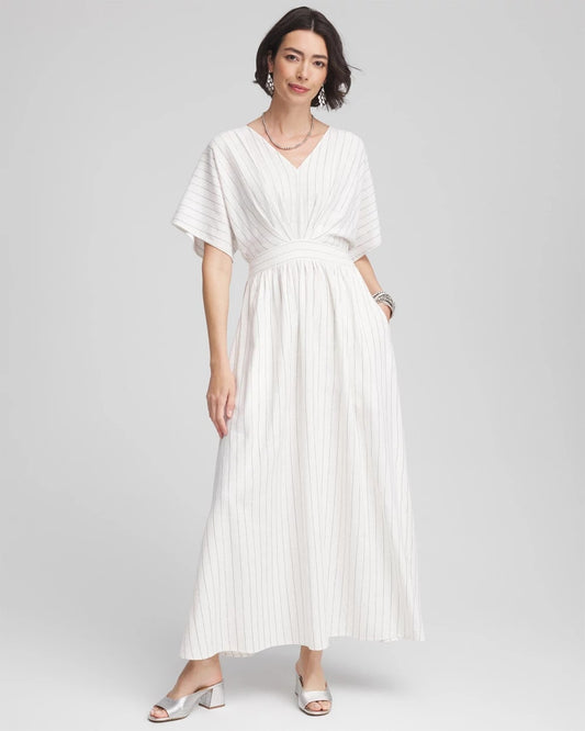 Chico's Metallic Striped Maxi Dress