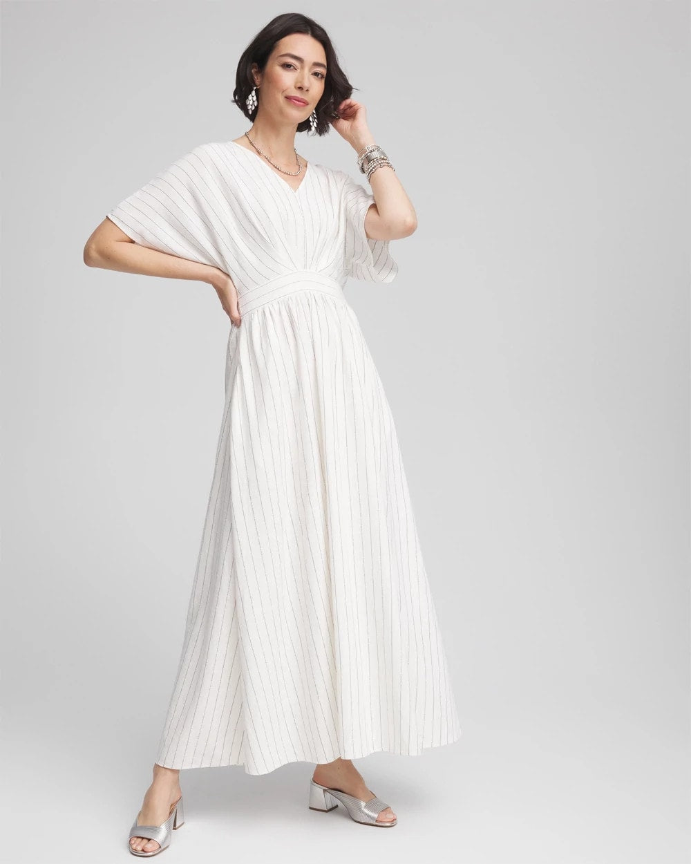 Chico's Metallic Striped Maxi Dress
