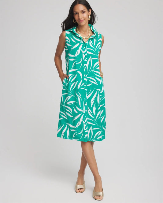 Chico's Rayon Silk Sleeveless Shirtdress