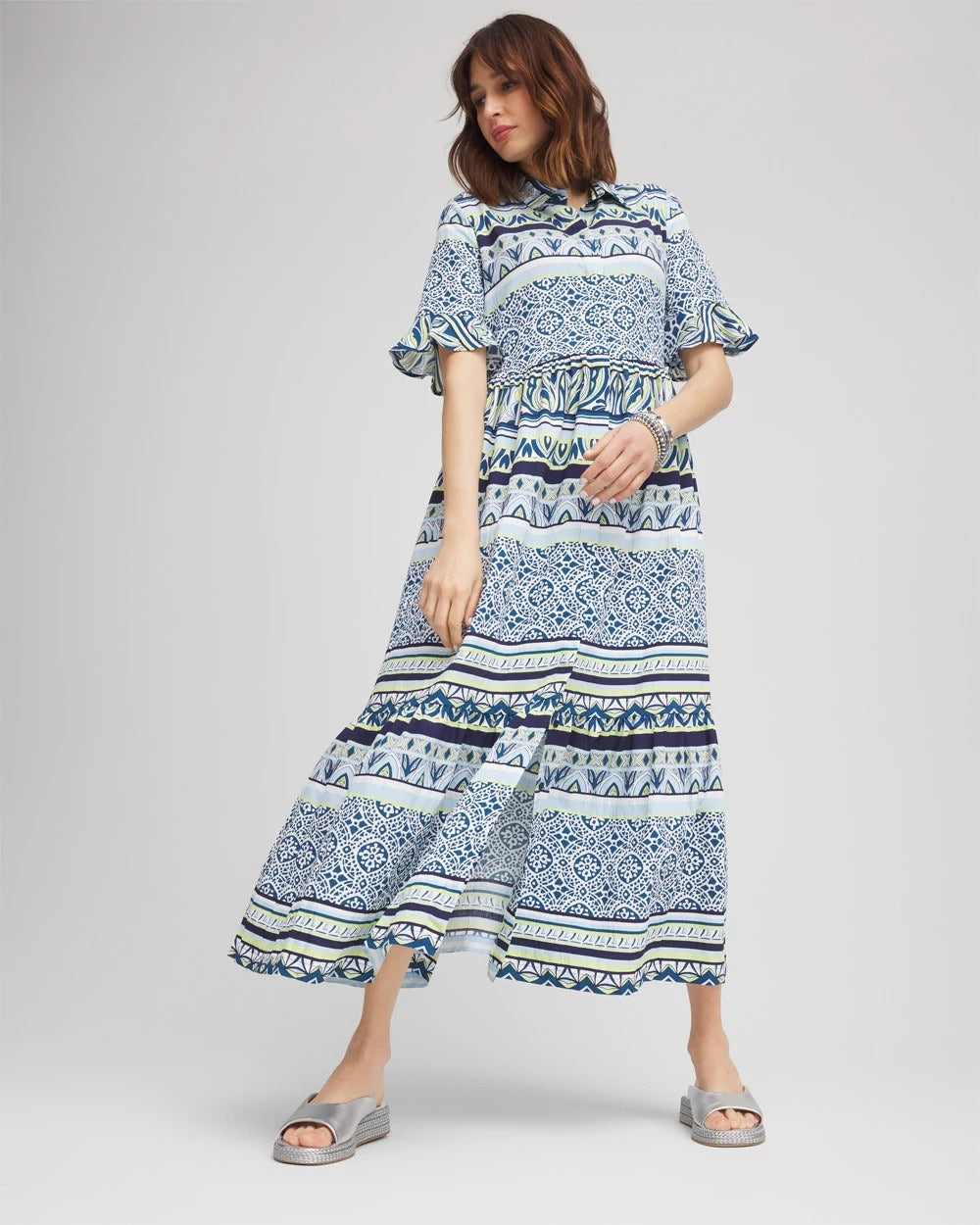 Chico's Flutter-Sleeved Maxi Dress