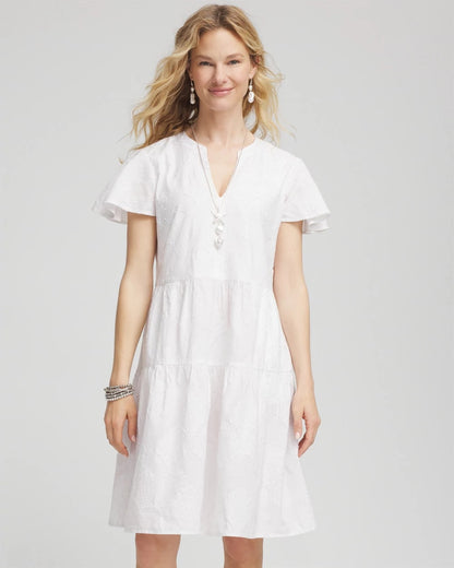Chico's Embroidered Popover Dress