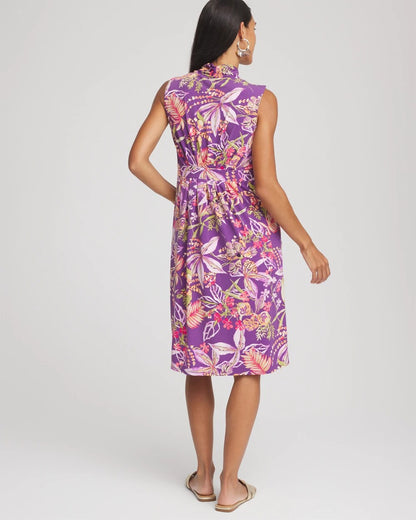 Chico's Floral Pleated Jersey Dress