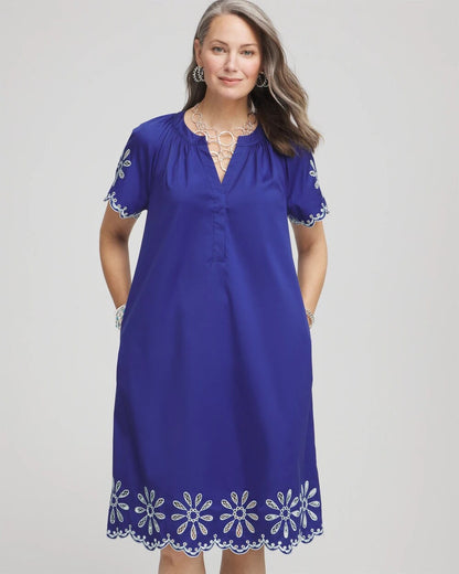Chico's Embroidered Poplin Popover Dress