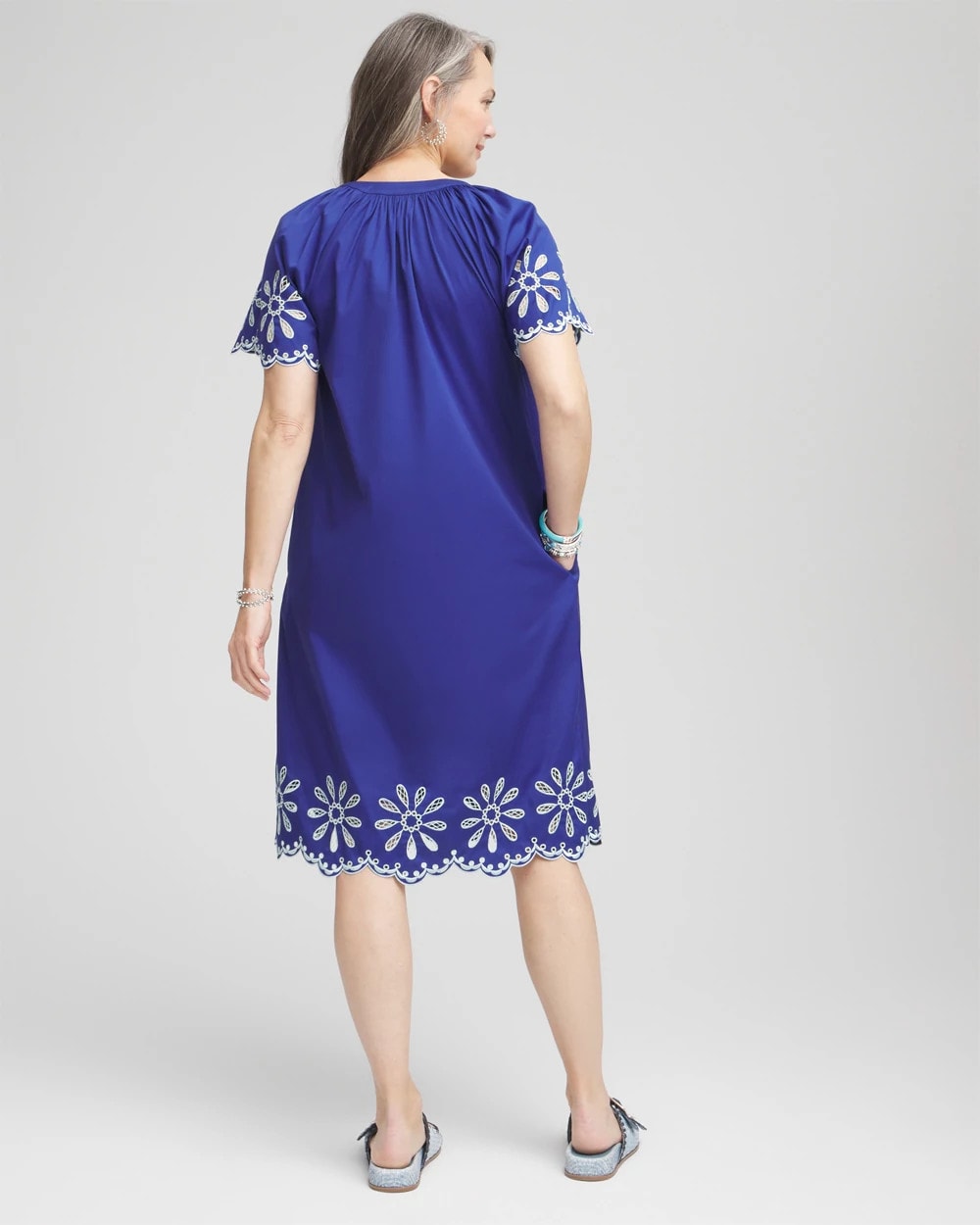 Chico's Embroidered Poplin Popover Dress