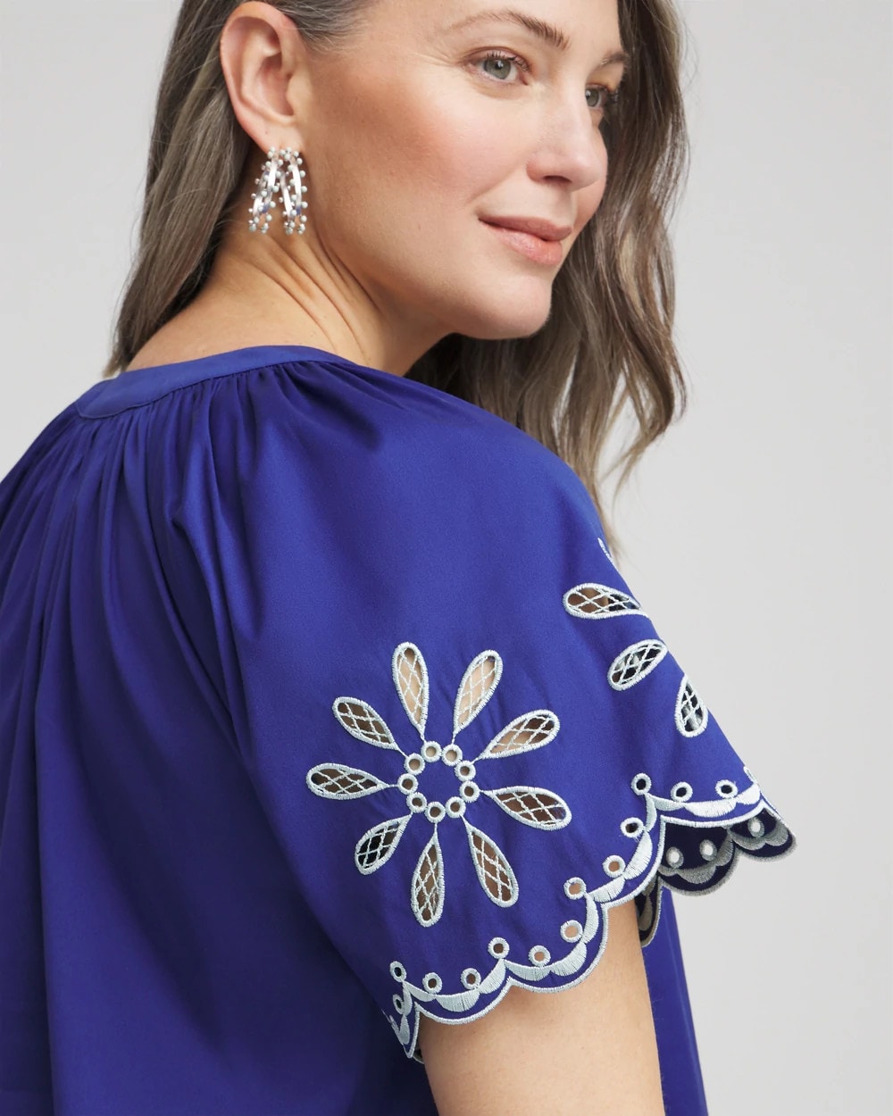 Chico's Embroidered Poplin Popover Dress
