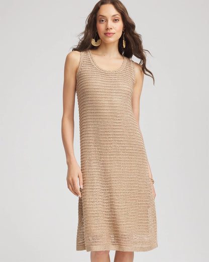 Chico's Crochet-Knit Sequins Tank Dress