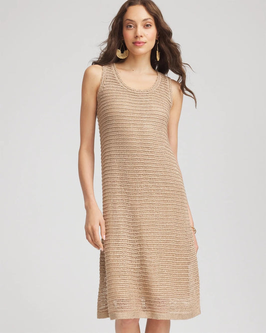 Chico's Crochet-Knit Sequins Tank Dress