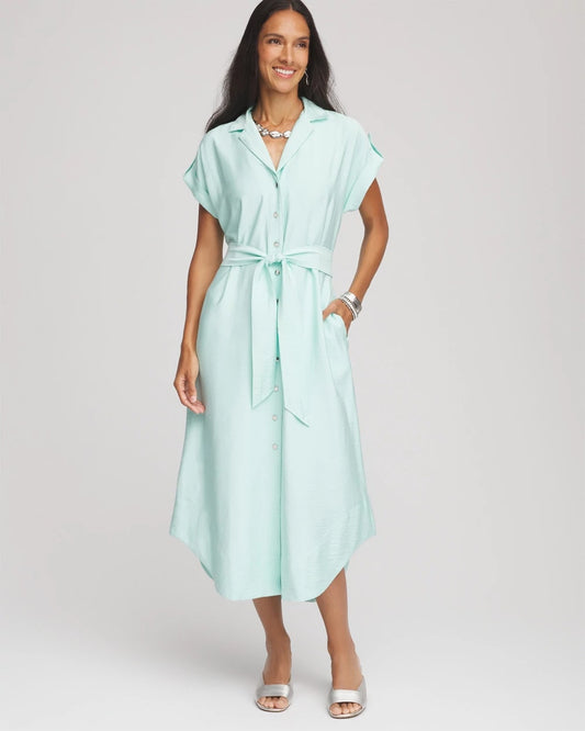 Chico's Hammered Rayon Midi Shirtdress