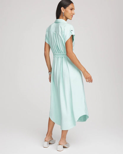 Chico's Hammered Rayon Midi Shirtdress
