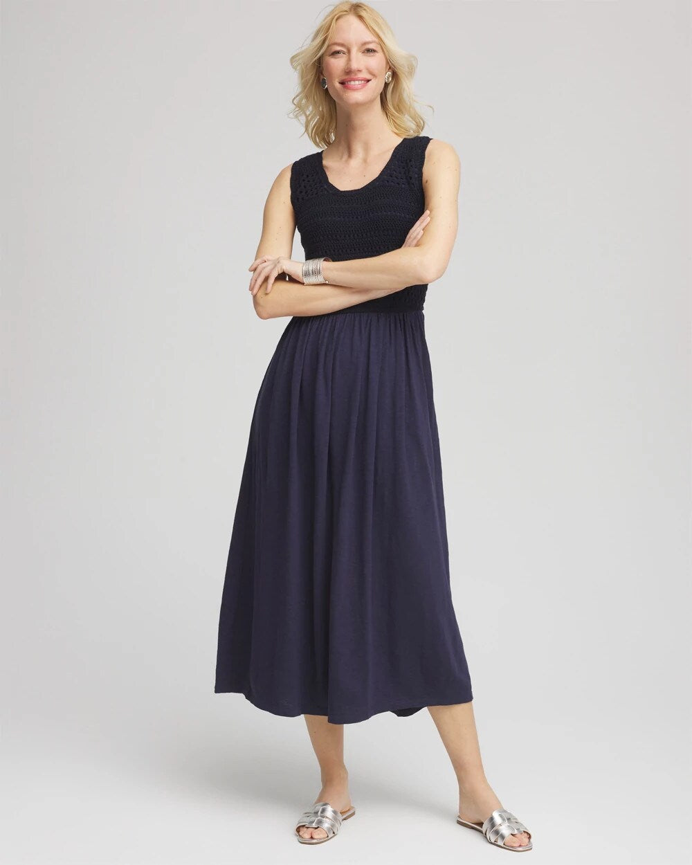 Chico's Crochet-Bodice Maxi Dress