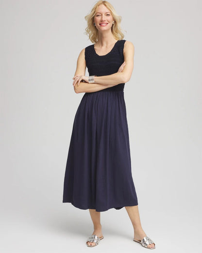 Chico's Crochet-Bodice Maxi Dress