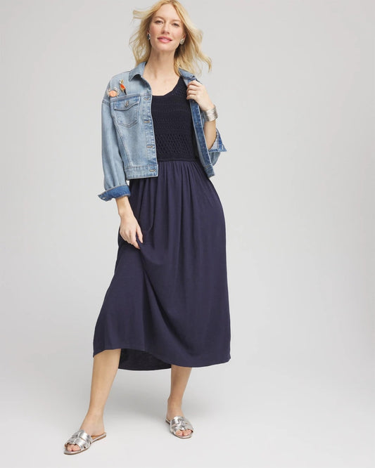 Chico's Crochet-Bodice Maxi Dress