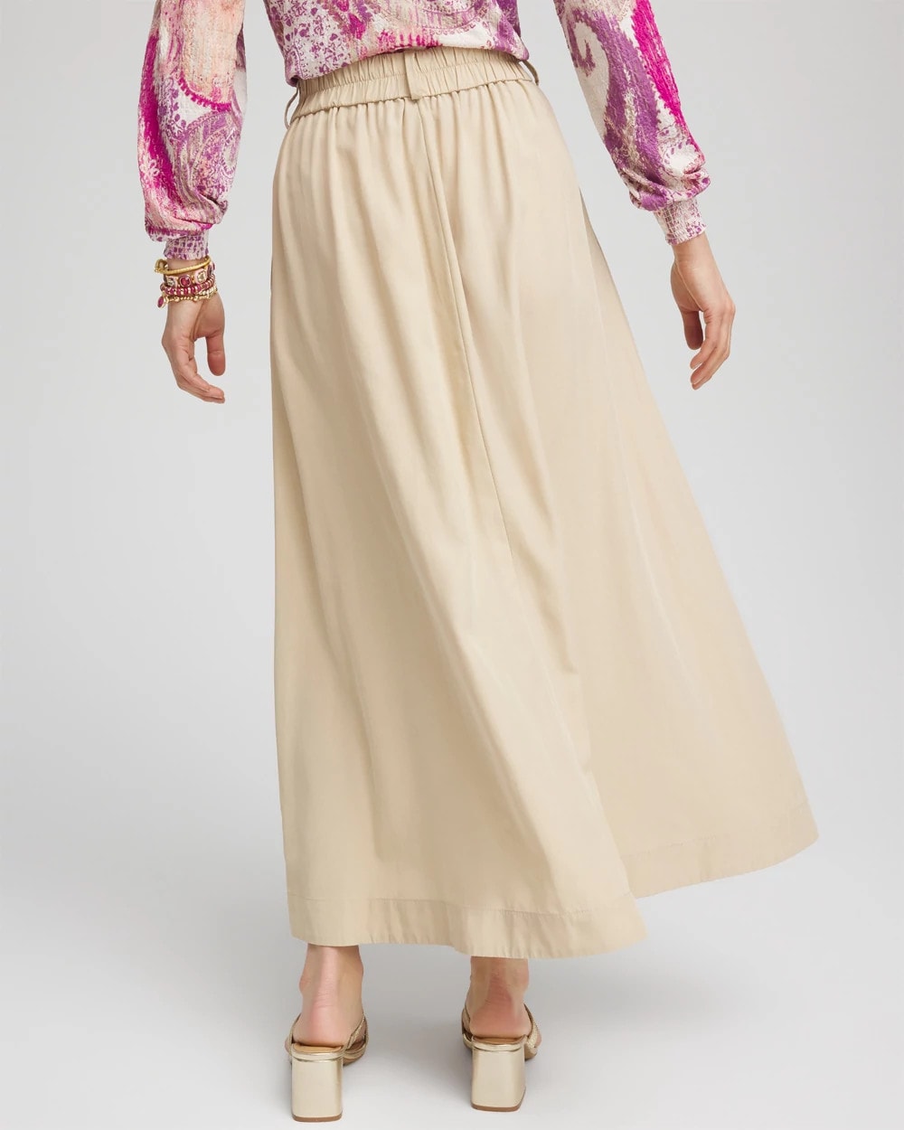 Chico's Pleated A-Line Midi Skirt