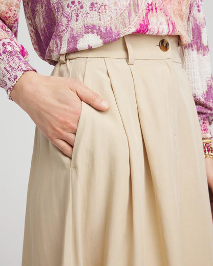 Chico's Pleated A-Line Midi Skirt