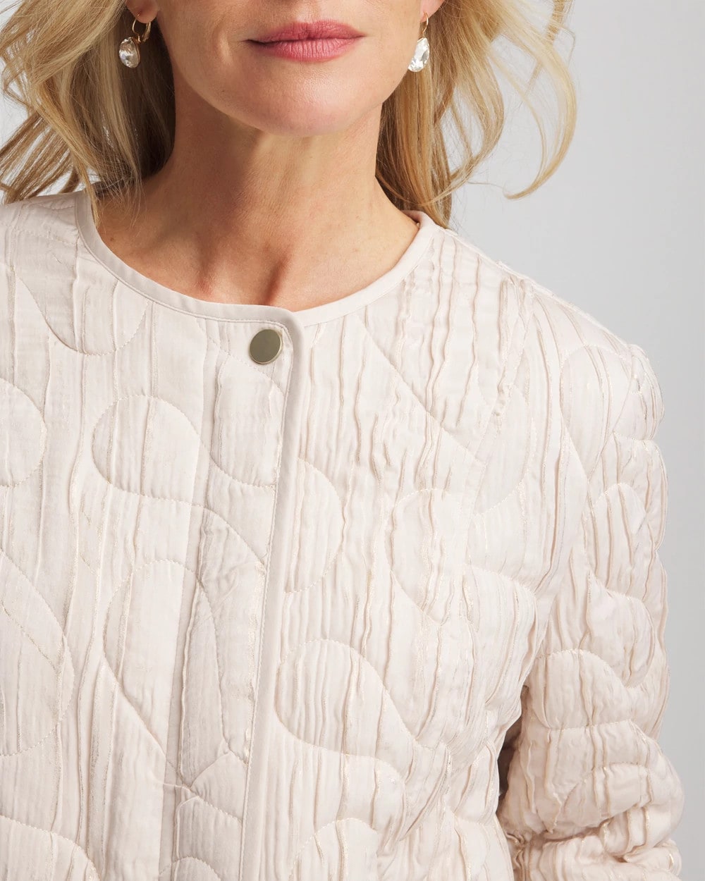 Chico's Quilted Faux Fur Collar Jacket