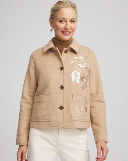 Chico's Embroidered Wool Chore Jacket