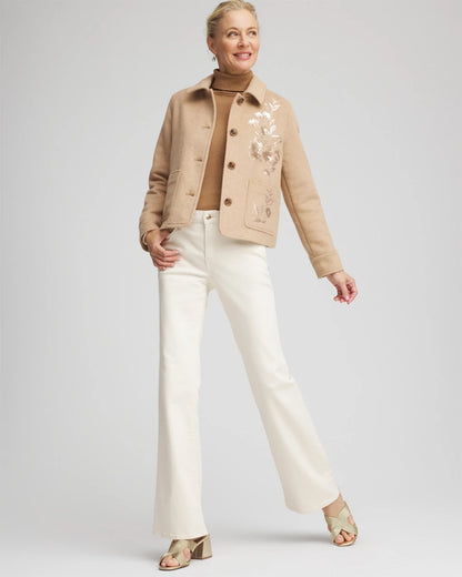 Chico's Embroidered Wool Chore Jacket