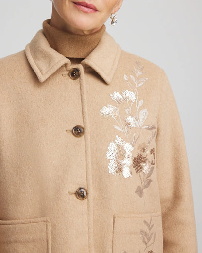Chico's Embroidered Wool Chore Jacket