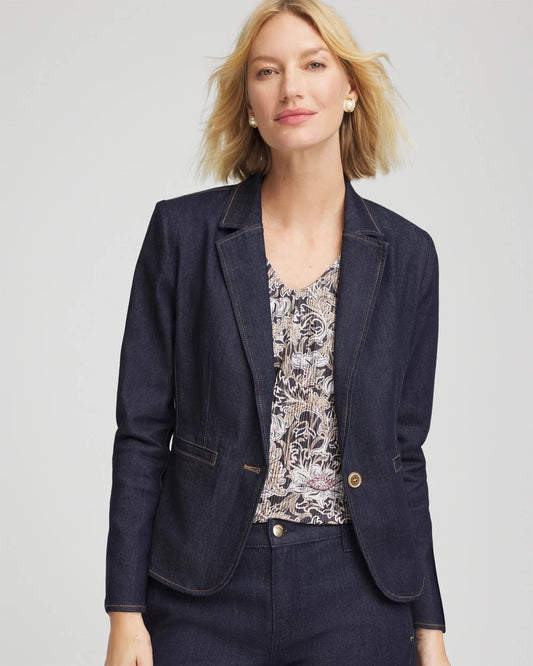 Chico's Denim Peplum Blazer