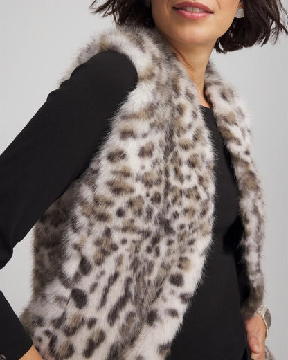 Chico's Snow Leopard Faux Fur Vest