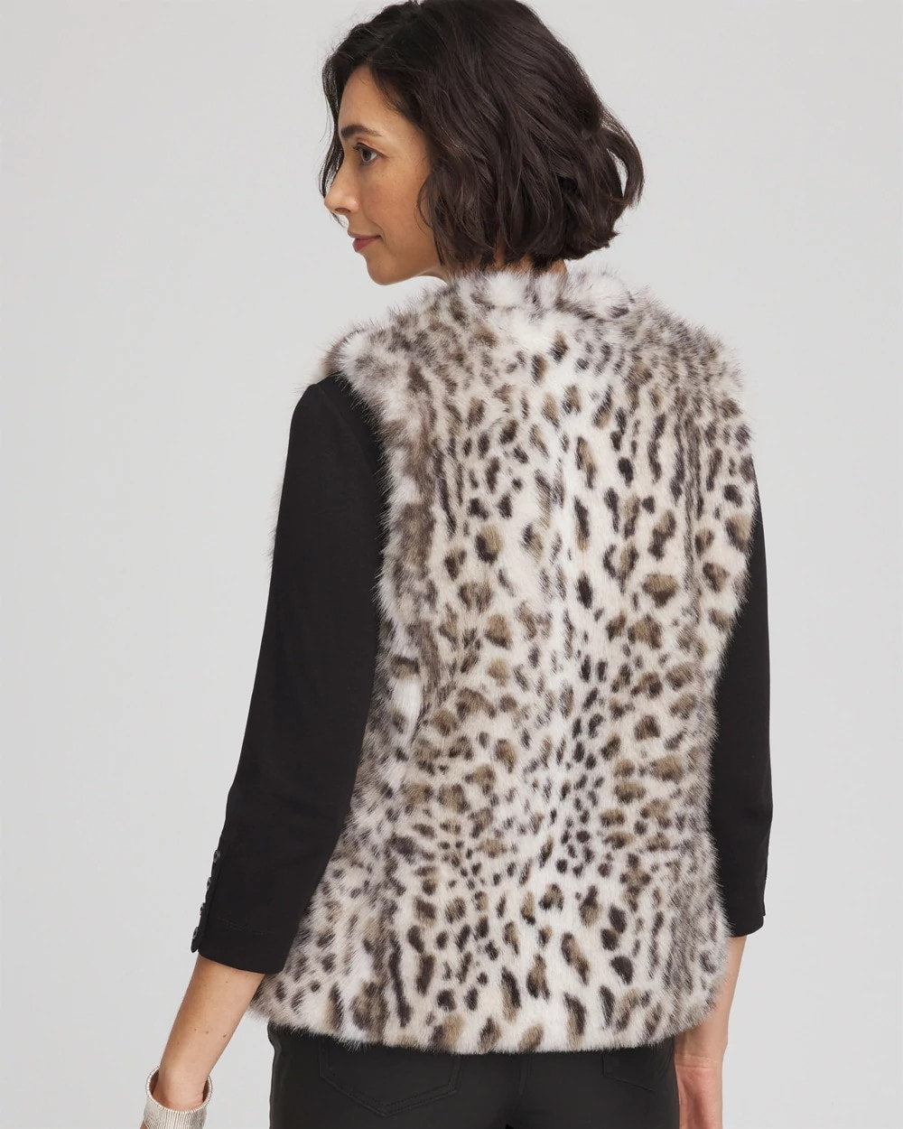 Chico's Snow Leopard Faux Fur Vest