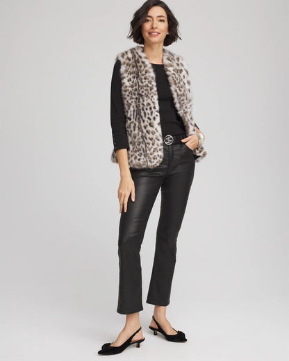Chico's Snow Leopard Faux Fur Vest