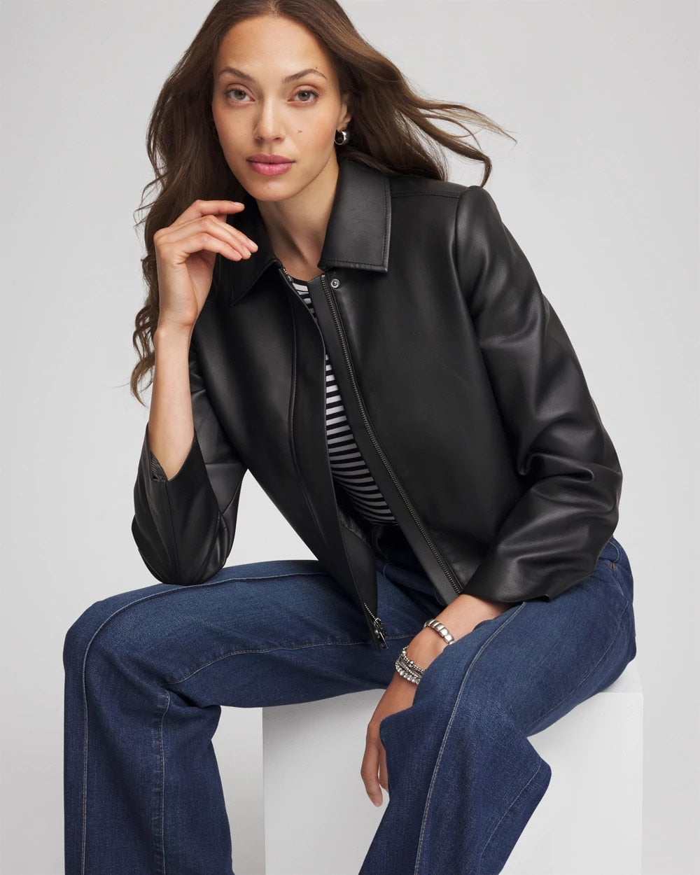 Chico's Faux Leather Zip-Front Jacket
