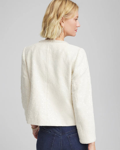 Chico's Pearl Trim Tweed Jacket