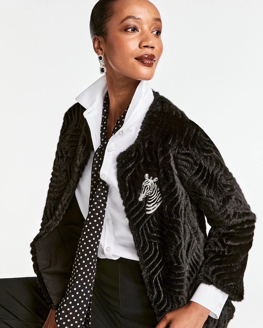 Chico's Pattern Fur Jacket