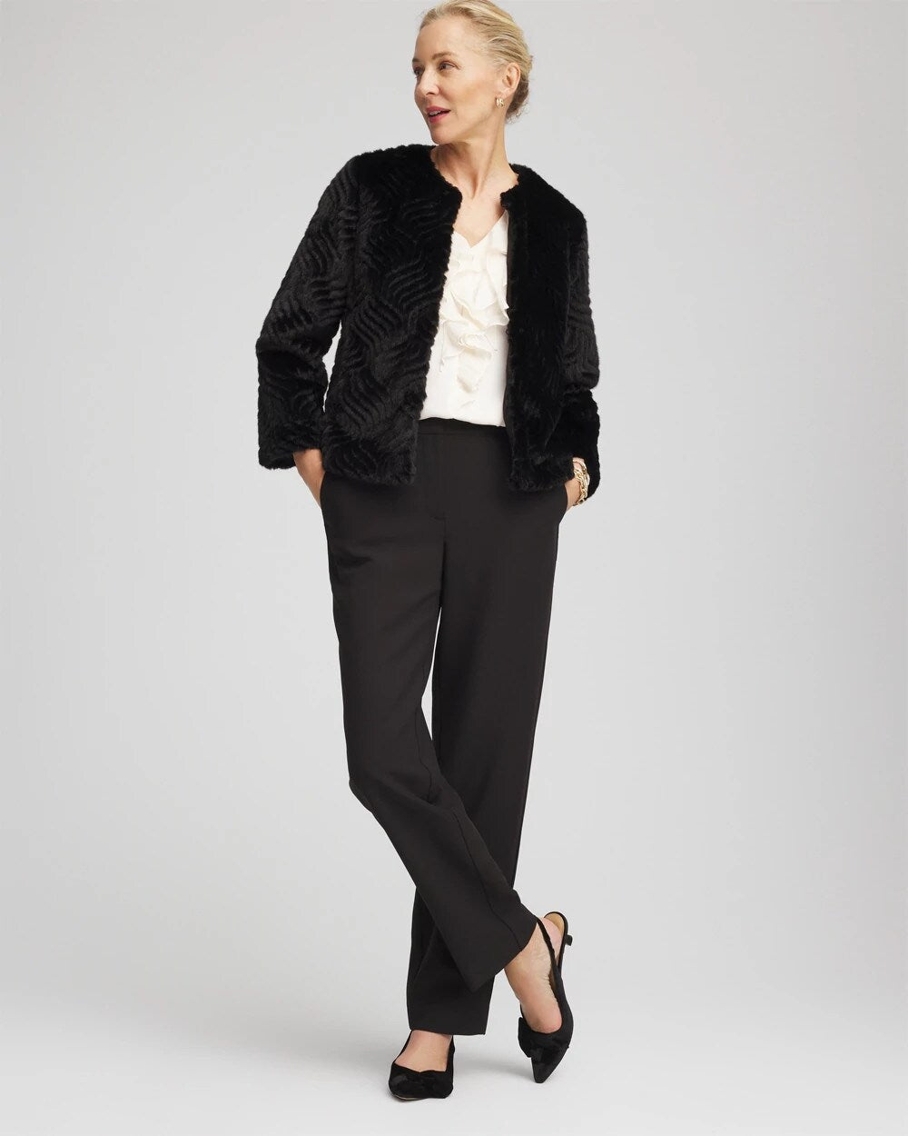 Chico's Pattern Fur Jacket