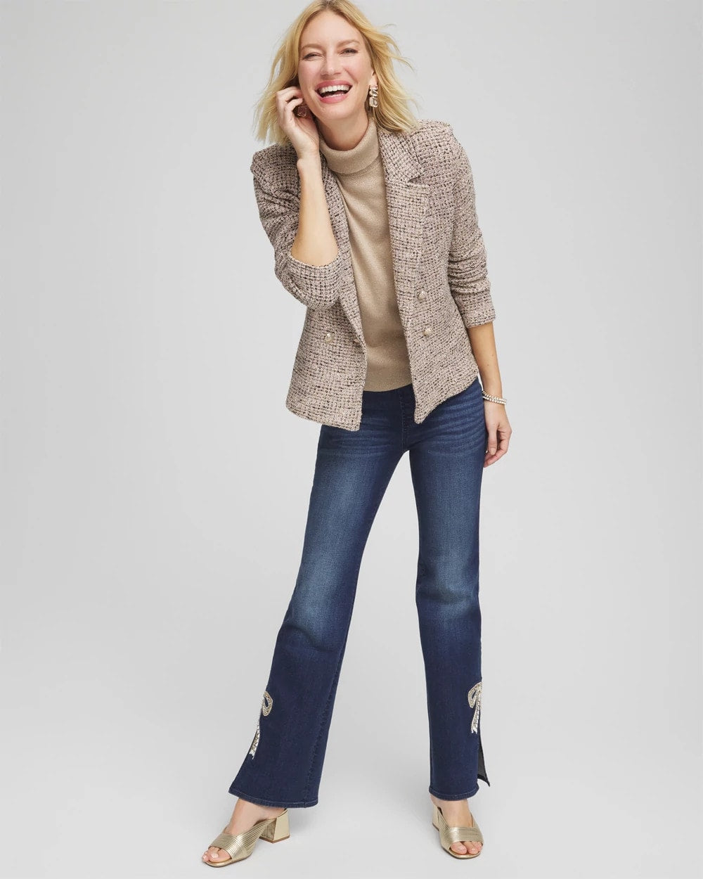 Chico's Double Breasted Tweed Blazer