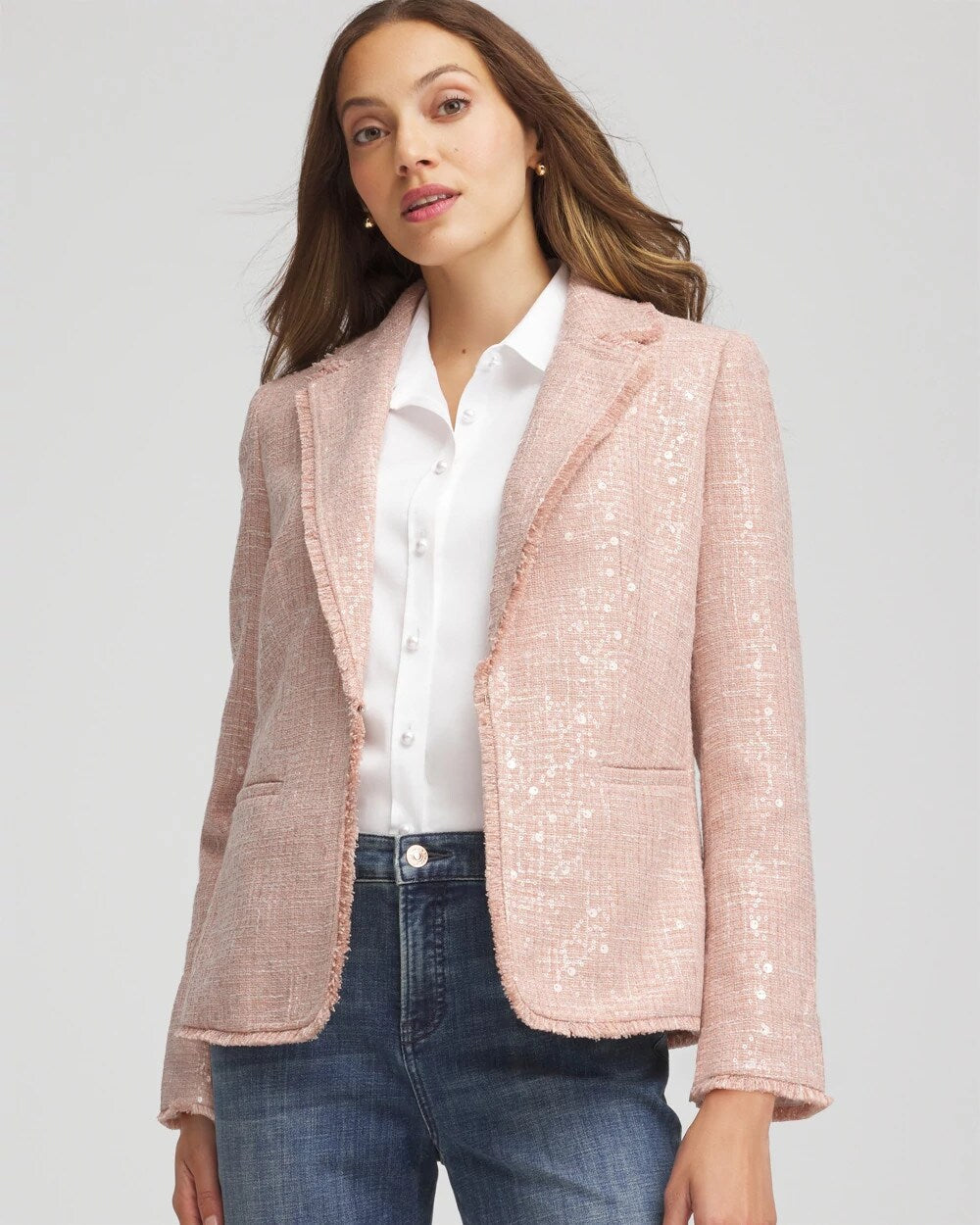 Chico's Party Tweed Sequins Blazer