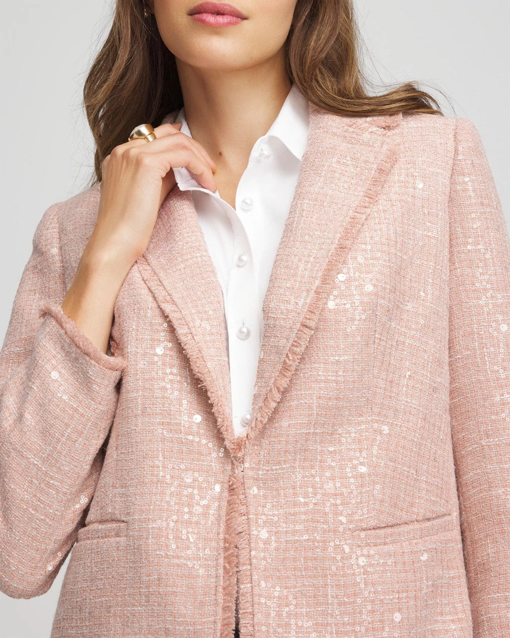 Chico's Party Tweed Sequins Blazer