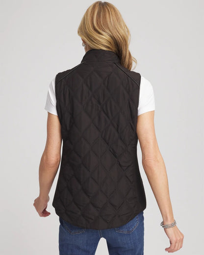 Chico's Rib Trim Quilted Vest