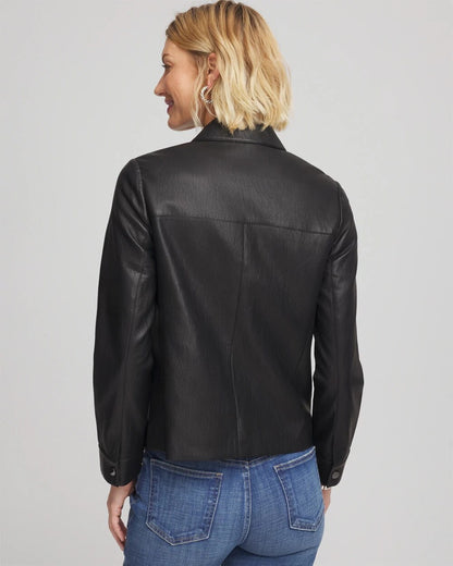 Chico's Snap Front Faux Leather Jacket