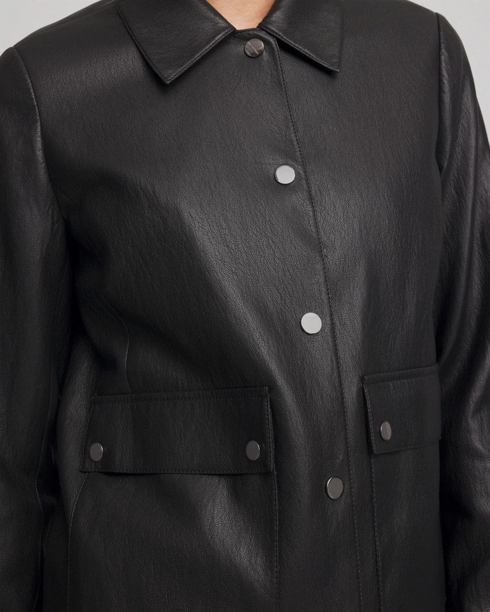Chico's Snap Front Faux Leather Jacket