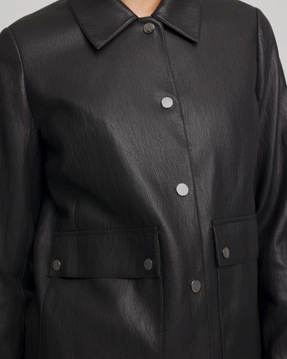 Chico's Snap Front Faux Leather Jacket