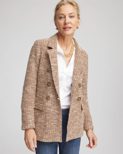 Chico's Tweed Double-Breasted Blazer