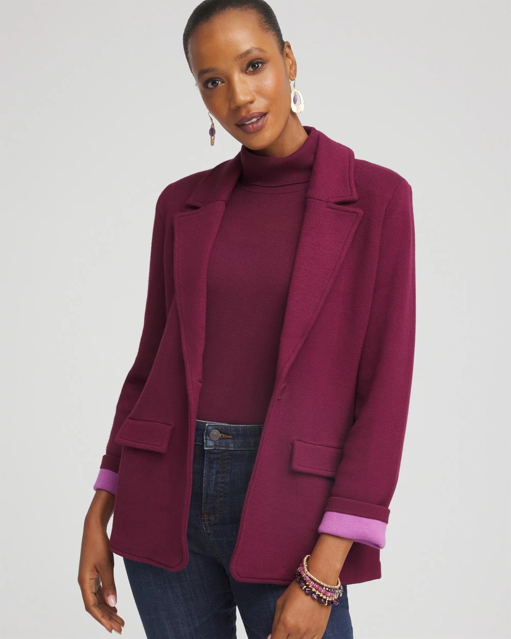 Chico's Single-Breasted Sweater Blazer