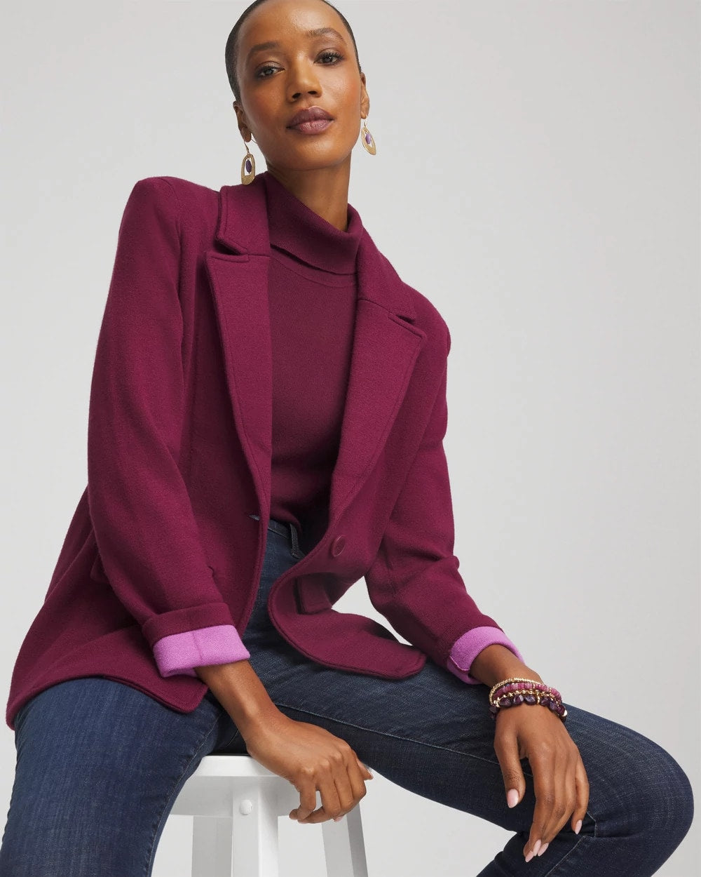 Chico's Single-Breasted Sweater Blazer