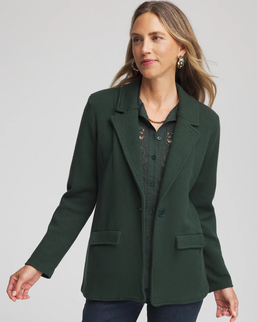 Chico's Single-Breasted Sweater Blazer