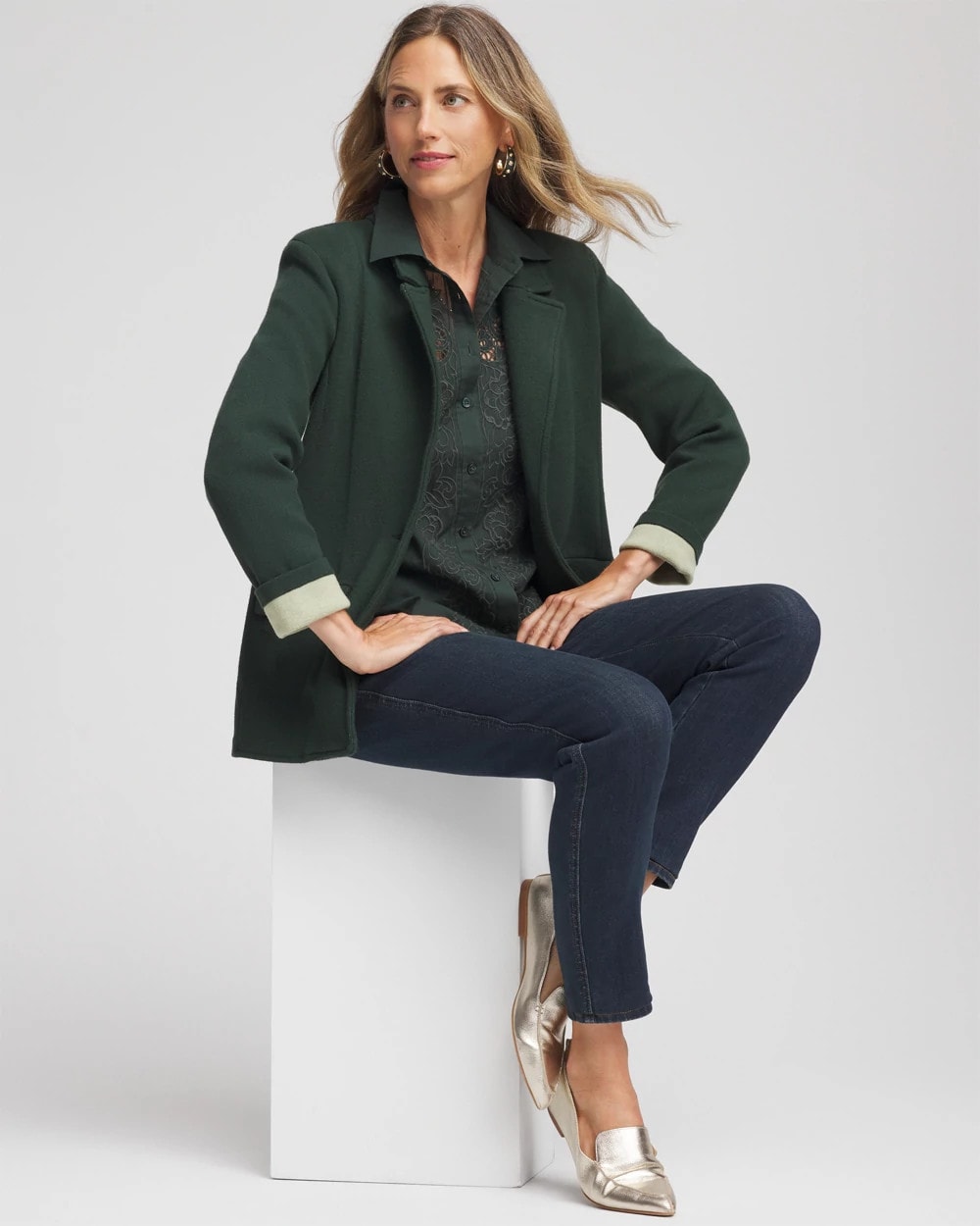 Chico's Single-Breasted Sweater Blazer