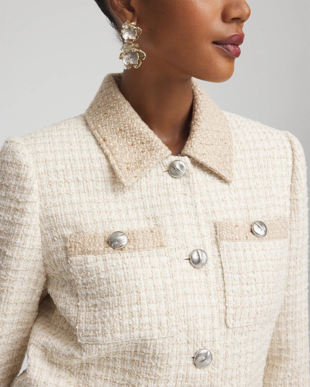 Chico's Tonal Neutral Tweed Jacket