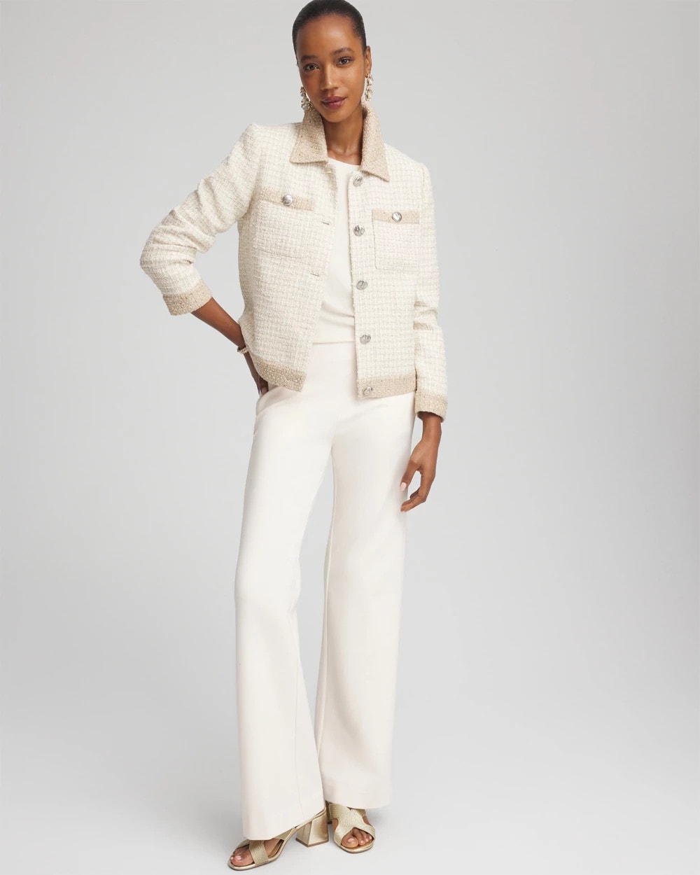 Chico's Tonal Neutral Tweed Jacket