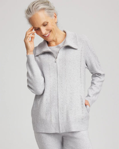 Chico's Zenergy® Luxe Diamante Zip Cardigan