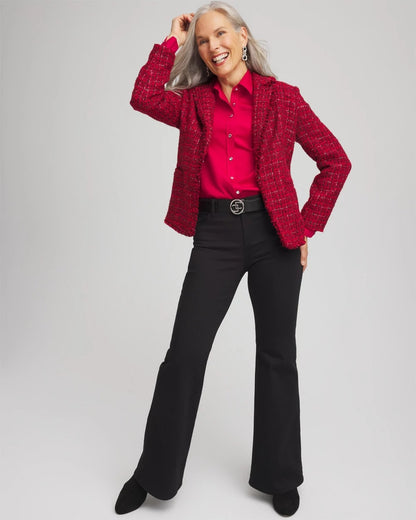 Chico's Red Tweed Sequins Blazer