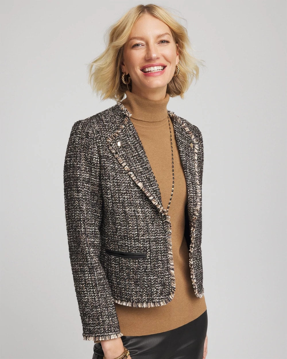 Chico's Tweed Mix Moto Jacket