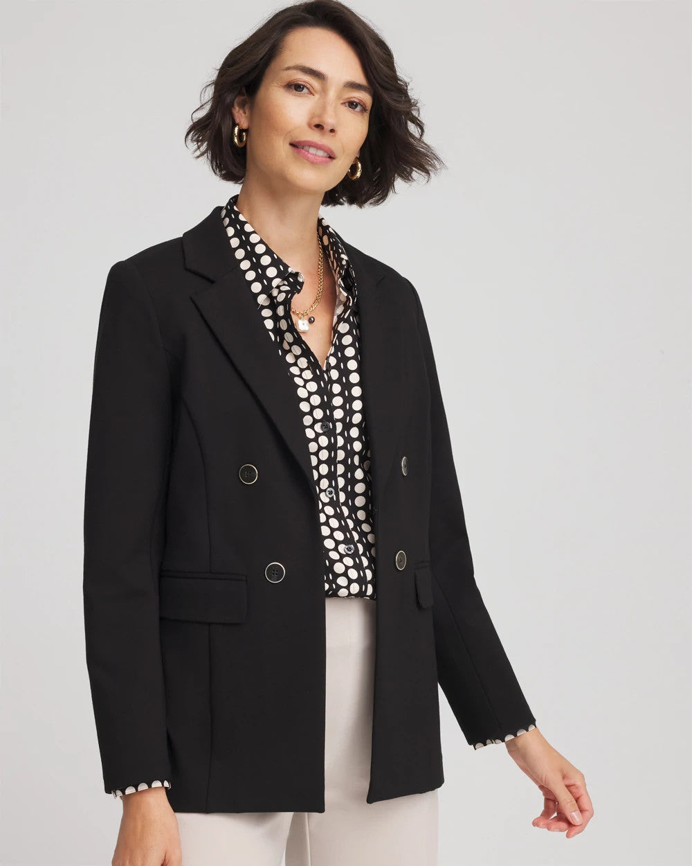 Chico's Ponte Double-Breasted Knit Blazer