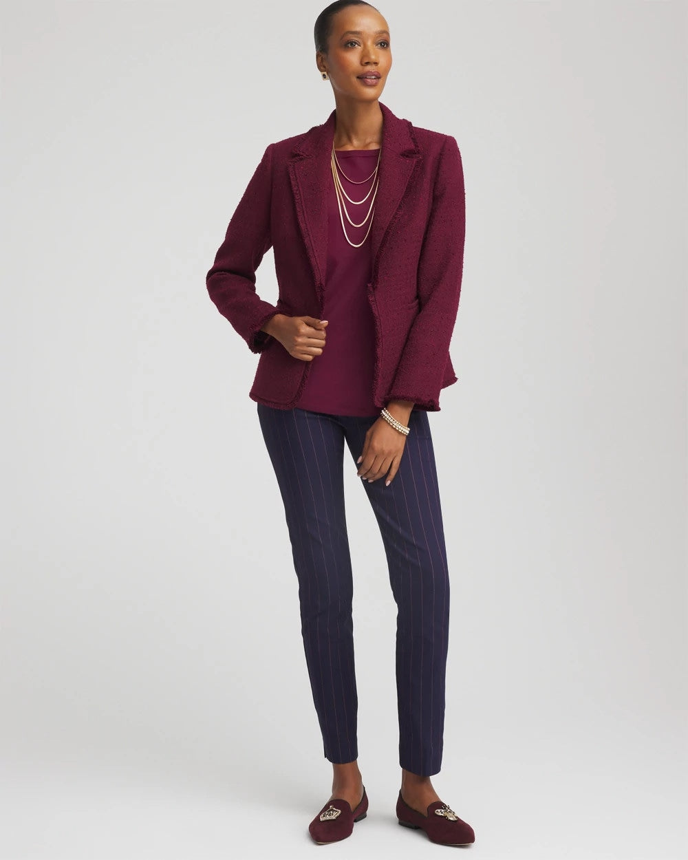 Chico's Tweed Fringe Blazer
