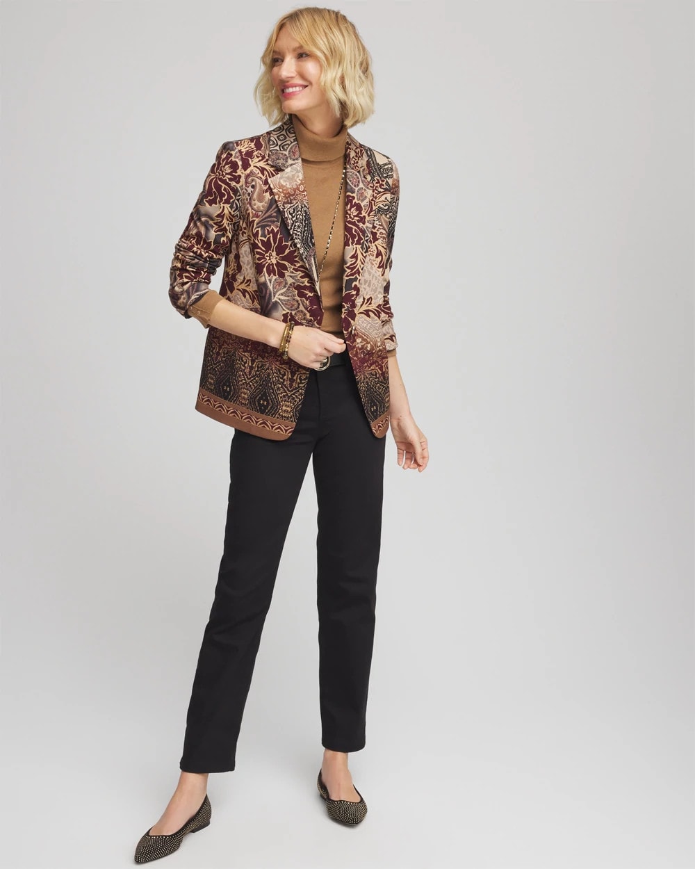 Chico's Artisanal Print Ponte Blazer